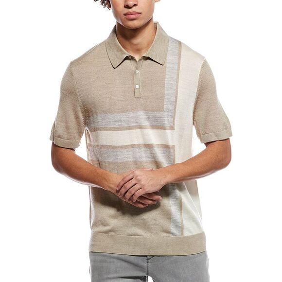 Ted Baker Other - Ted Baker Mens  Intarsia Wool-Blend Sweater Polo Shirt, Tan